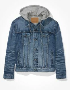 AE Hooded Denim Trucker Jacket -AMERICAN EAGLE Sales 0106 1537 400 f