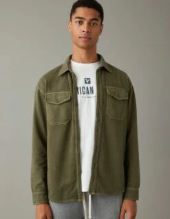 AE Super Soft Fleece Shacket -AMERICAN EAGLE Sales 0195 2079 309 of