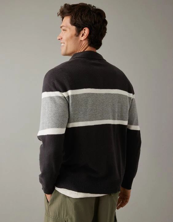 AE Long-Sleeve Striped Sweater Polo 5 AE Long-Sleeve Striped Sweater Polo - Image 3